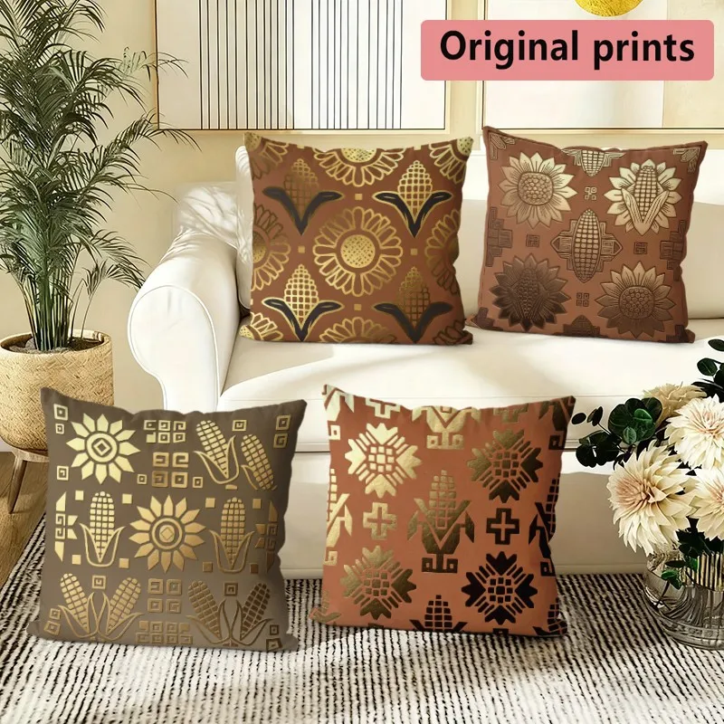 Southwestern Sun Corn Farmhouse Pillow Covers Pattern Cushion Cover Suitable for Sofa Bedroom Car Pillow Cover