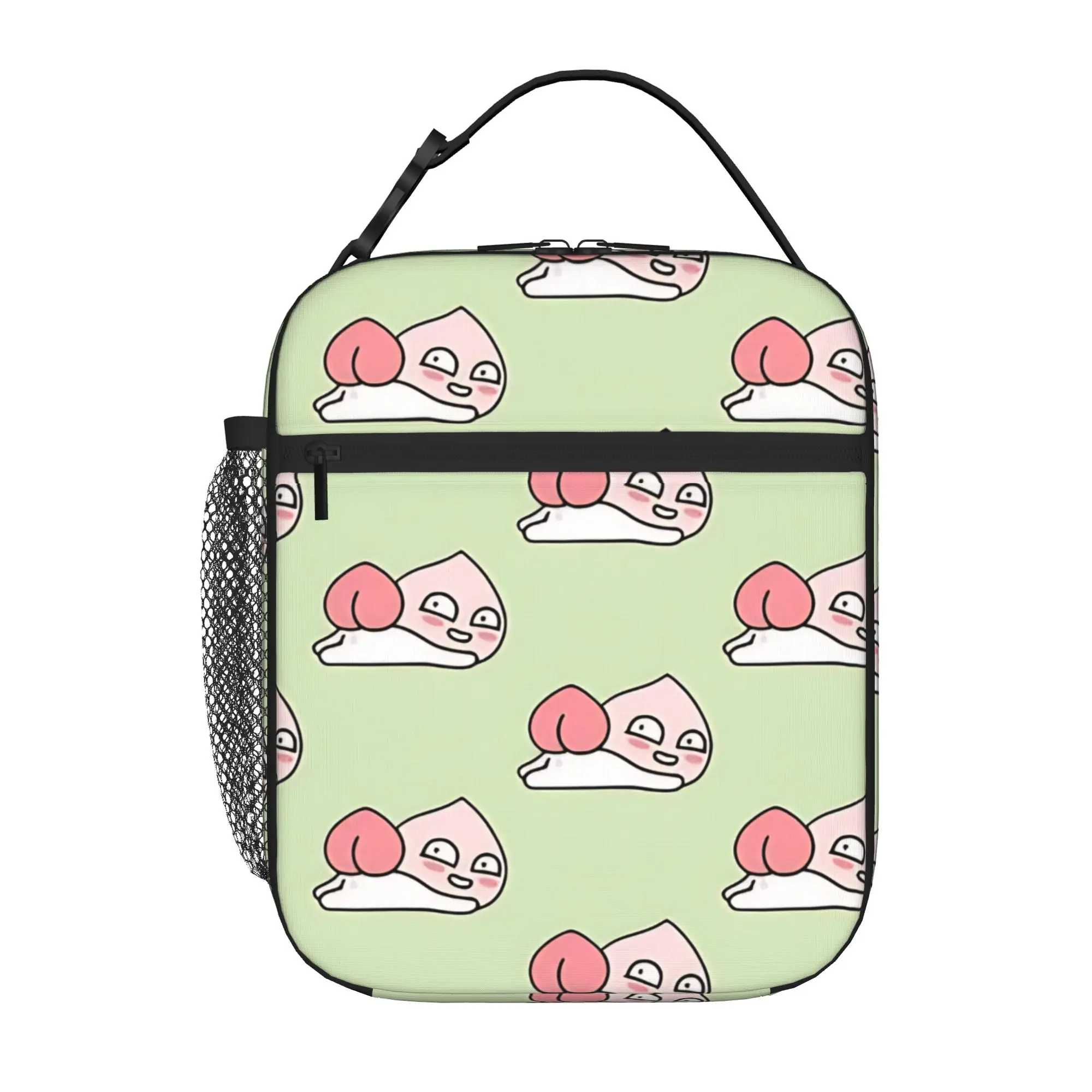 1 Piece Portable Lunch Container peach Zipper Closure Durable Pocket K-Kakao For Lunch Box Bag
