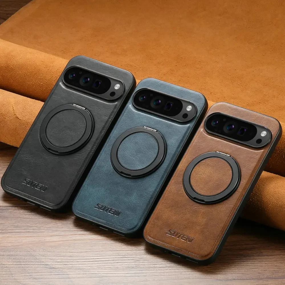 Vintage 360°Rotate Bracket Leather Covers for Google Pixel 1