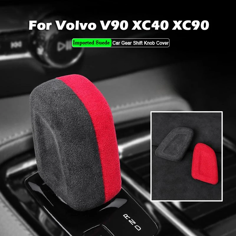 

For Volvo V90 XC40 XC90 2017-2025 Suede Gear Shift Knob Cover Perforated Leather Handball Shifter Handle Lever Case Accessories
