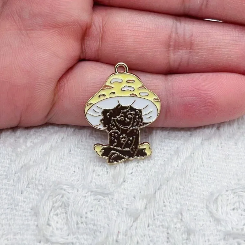 10pcs alloy mushroom charm bikini girl swimsuit cartoon character jewelry discovery earrings pendant necklace DIY production