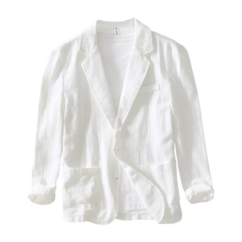Spring Autumn New Men's Casual Coat Cotton Linen Loose Tops Long Sleeve Blazer Coat Casual Handsome Men Shirts