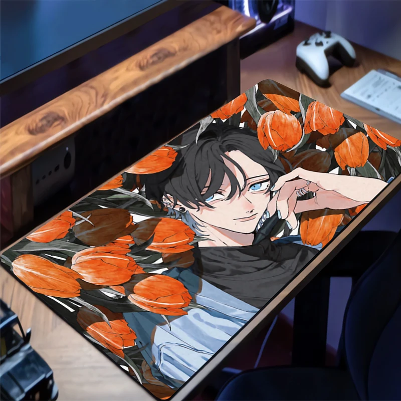 Gaming Mouse Pad Anime boy Accessories Office Gamer Keyboard Desk Mat Non-Slip Laptop ground mat Large PC carpet Anime Mousepad