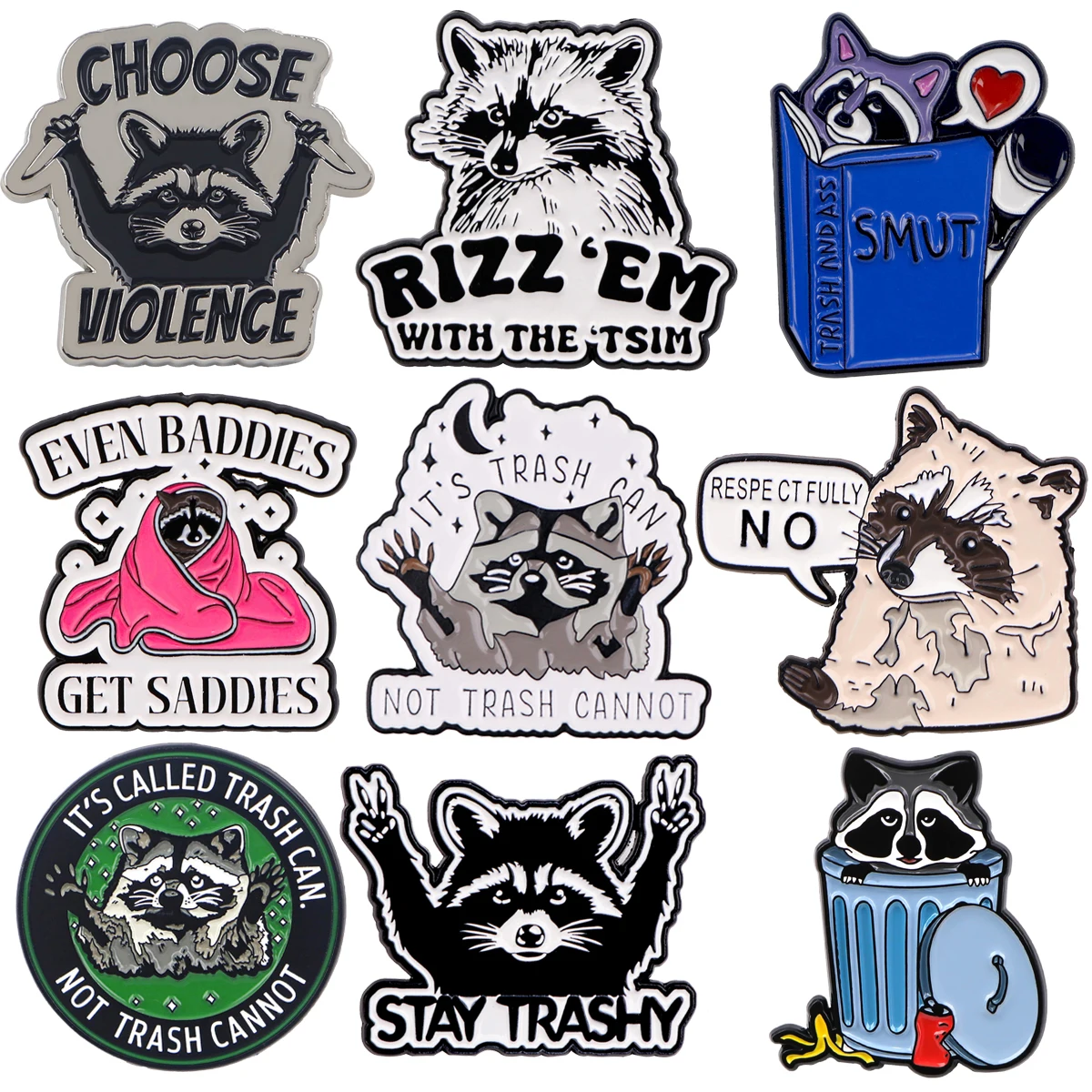 Cute Raccoon Enamel Pin Funny Quotes Brooches for Women Lapel Pins Badges on Backpack Clothing Accessories Animal Jewelry Gift