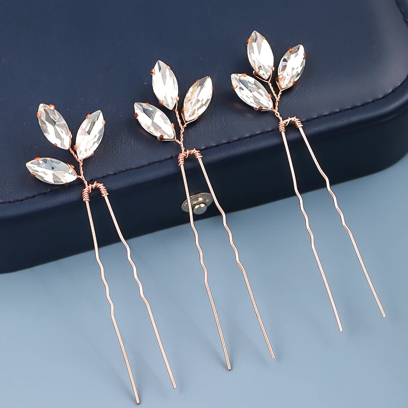 3PCS Wedding Shiny Hair Fork Silvery Crystal Head Fork Ornament Romantic Queen Prince New Bride Headdress Hairpins