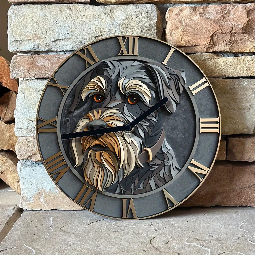 Schnauzer-Themed Silent Wall Clock,Aluminum,Pet Lover'S Delight, Perfect for Spring &Thanksgiving Decor Wall Clock Modern Design