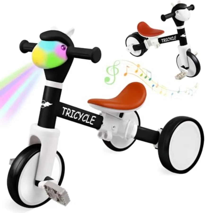 

Toddler Balance Bike with Light and Music Tricycle for Toddlers 1-5 Year Olds Toddler Tricycle for Boys Girls Bicycle with Remo