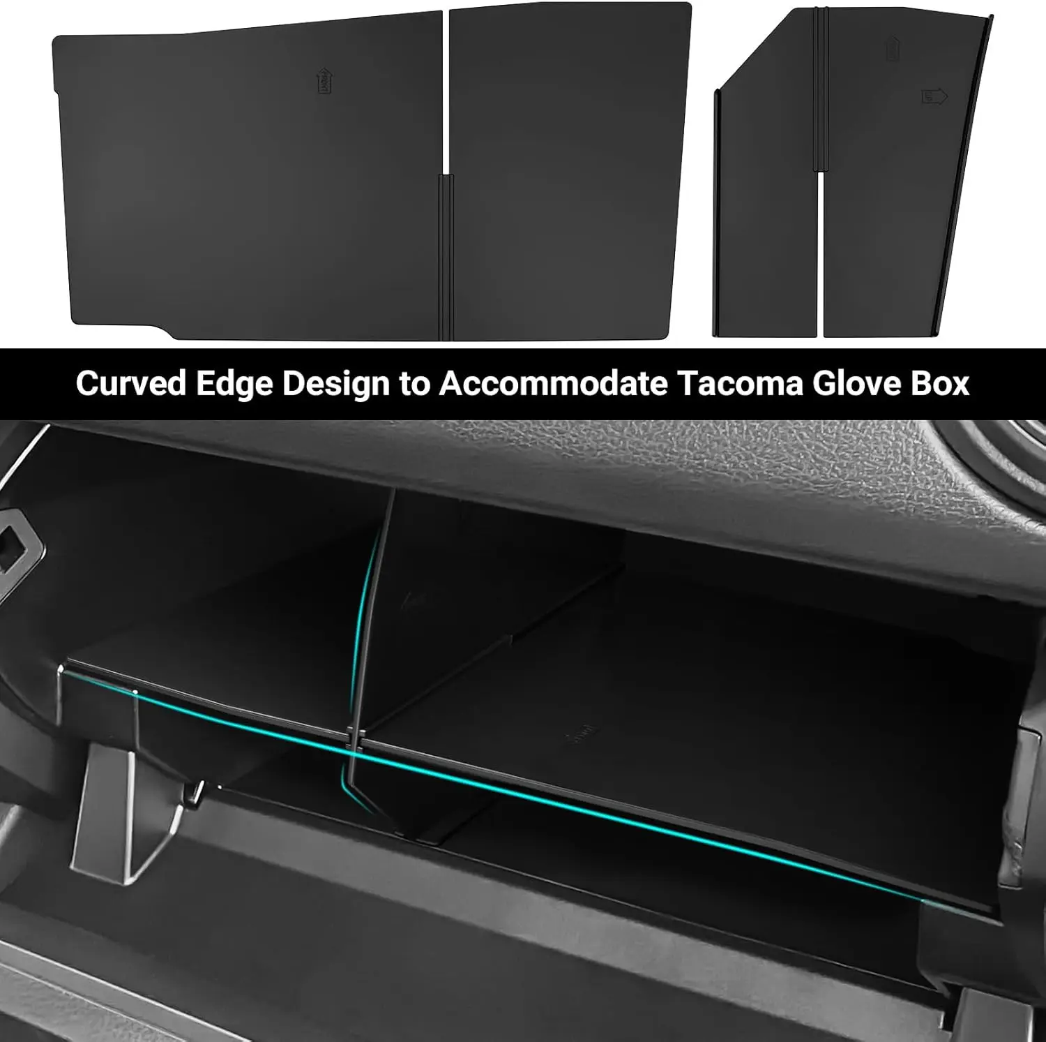 Glove Box Dividers Organizer Compatible with Toyota 2016- 2023 Tacoma Accessories Black ABS Material Center Console Organizer
