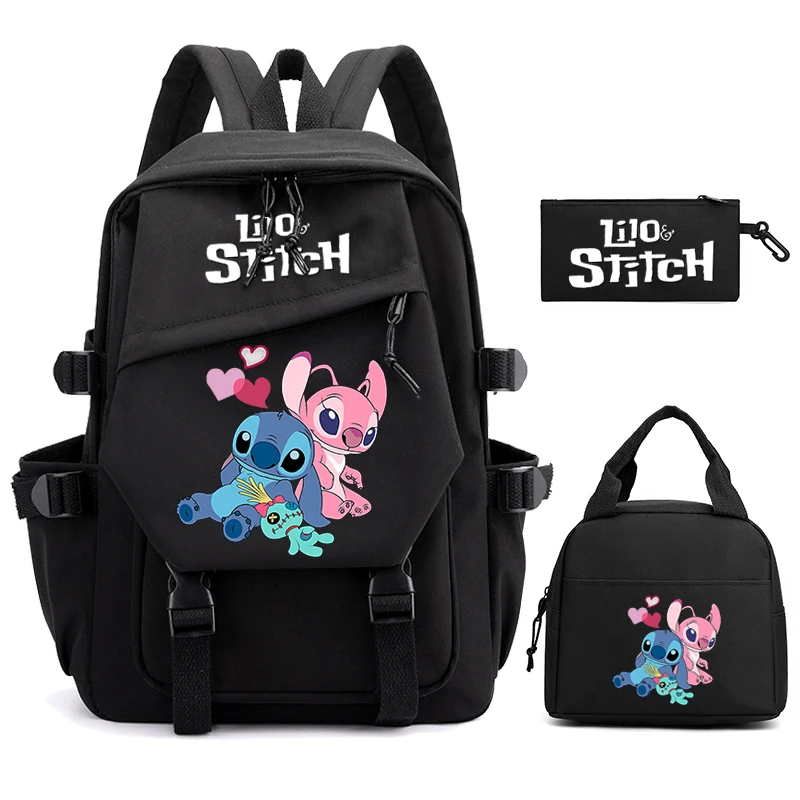 

3Pcs/set Disney Lilo Stitch Backpack Boy Girl School Student Teenager Lunch Bags Women Rucksack Travel Backpack Mochila Escolar