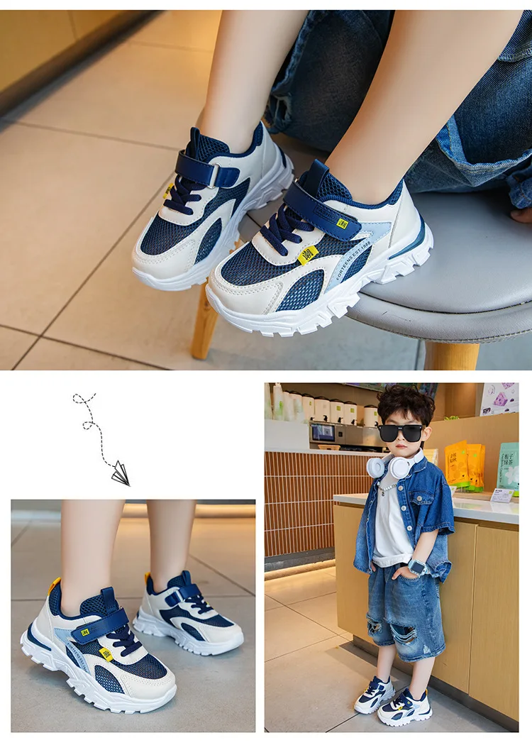 Kinder Turnschuhe Sportschuhe für Jungen Mode Leder Kinder Atmungsaktive Mesh Komfort Schuhe Casual Walking Outdoor Laufschuhe – Detail 28