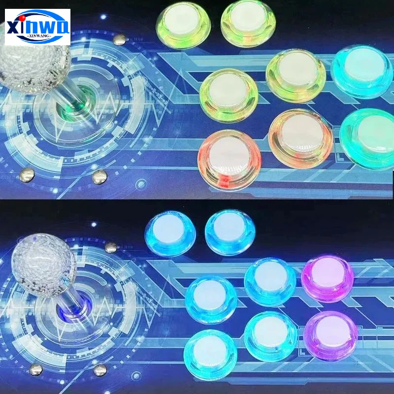 8PCS 5V Rgb Illuminated Push Button Colorful Led With 4Pin Light Cable For DIY Zero Delay Board Arcade Game Machine Parts