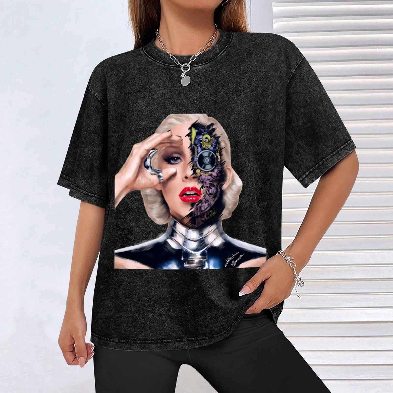 Xtina-男性用バイオニックストリートウェアTシャツ,ヴィンテージアニメシャツ,ヒッピーウェア,チャンピオンTシャツ