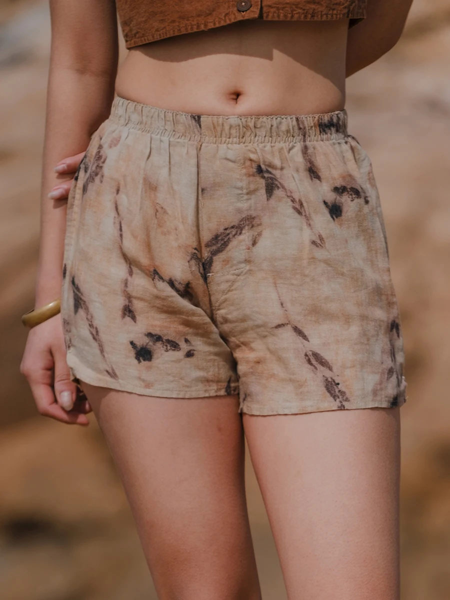 

Namsan Indigo Plant Dye Casual Shorts Aro Pants Yoga Wear Straight Leg Pocket Detail Commute Style Summer Collection