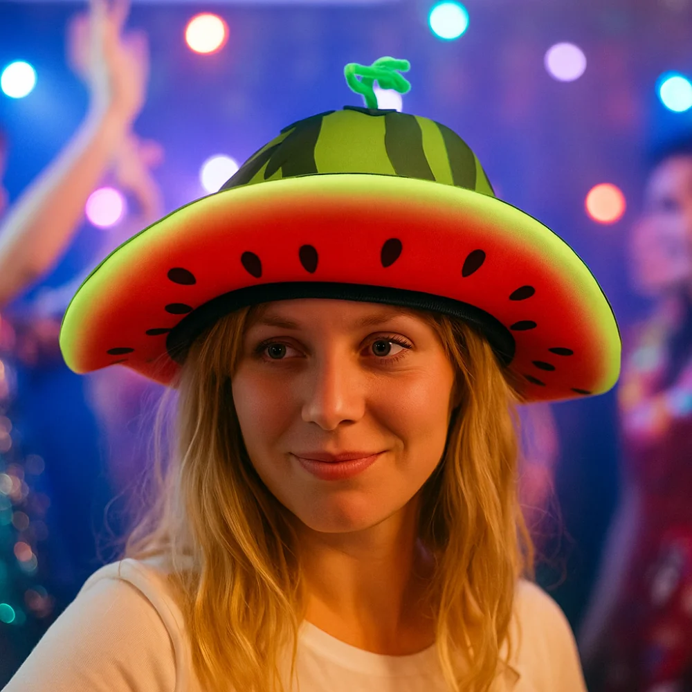 

Dressingup Prop Creativity Watermelon Hat Cute Comfortable Wide Brims Sun Hat Soft Funny Bucket Hat Party Costume Accessories
