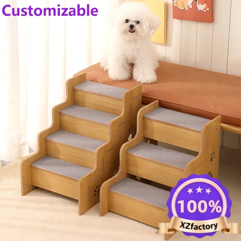 Factory Direct 2026 Pet stairs dog bed ladder non-slip slope steps senior dog sofa ladder than bear corgi deer dog