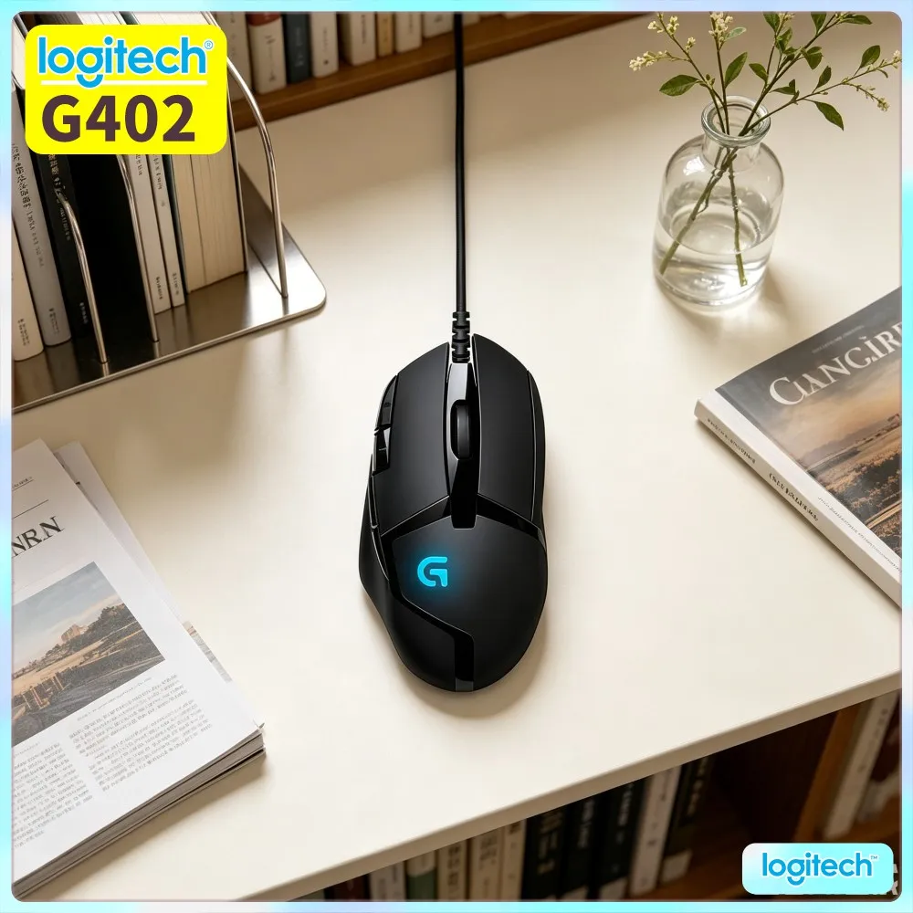 High-Speed Logitech G402 Gaming Mouse 500 IPS 8 Programmable Buttons 4000 DPI 1Ms Response Anti-Slip For Laptop Gamers