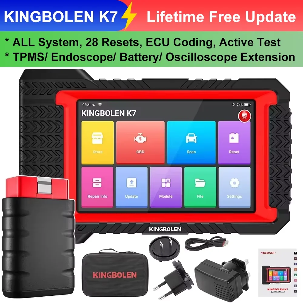 Mise à jour gratuite à vie KINGBOLEN K7 TOUS les outils de diagnostic de voiture français du système ECU Codage Test actif 28 réinitialisations Scanner OBD PK LAUNCH X431 CRP919E BT 3