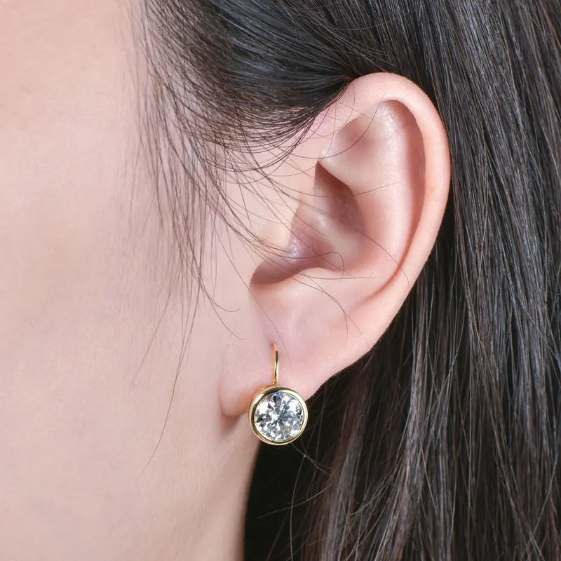 Lnkry 6.5MM/8MM Moissanite Hoop Earring 14k Gold-Filled Sparling Lab Diamond Leverback Earrings for Women Gift - view 5