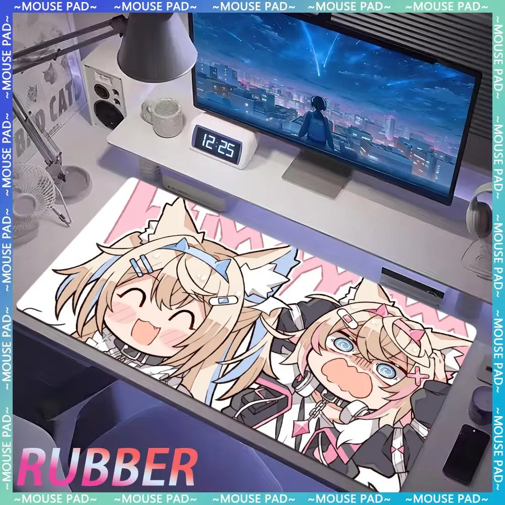 

Hololive popular virtual artist FUWAMOCO mousepad anime girl game keyboard pad 1200X600 cute oversized desk mat rubber mouse pad