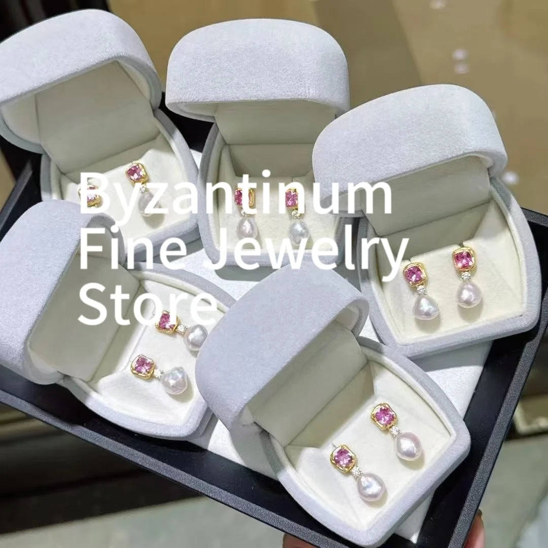 

Certificated 925 Silver Freshwater Keshi Peal Ear Drop Dangle Pink Gemstone Natural Oval Pearl Stud Earring Elegant Fine Jewelry