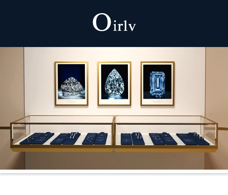 Oirlv Blaues Samt-Schmuckdisplay-Set Ring Ohrring Halskette Armreif Halter Vitrine Organizer Ständer für Ladentheke – Detail 1