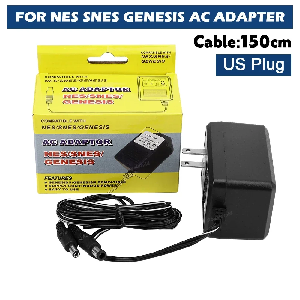 US Plug 3 in 1 AC Adapter 110-240V 60Hz Power Supply Charger for NES/SNES/SEGA Genesis with Package Gaming Accessories