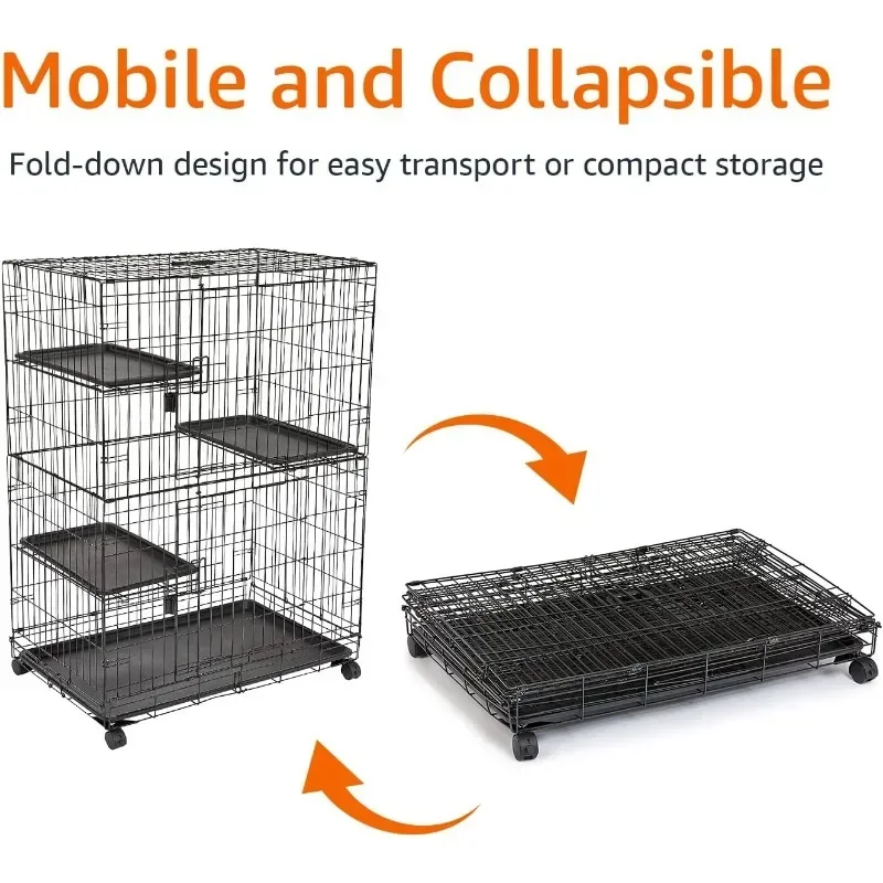 tt Large 3-Tier Cat Durable,Pliable Cage Playpen Box Crate Kennel - 35.8