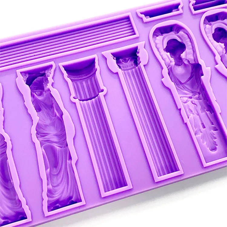 Mirosie European Style Retro Greek Mythology Roman Column Plaster Column Frame Wedding Chocolate Fondant Silicone Mold Cake Tool