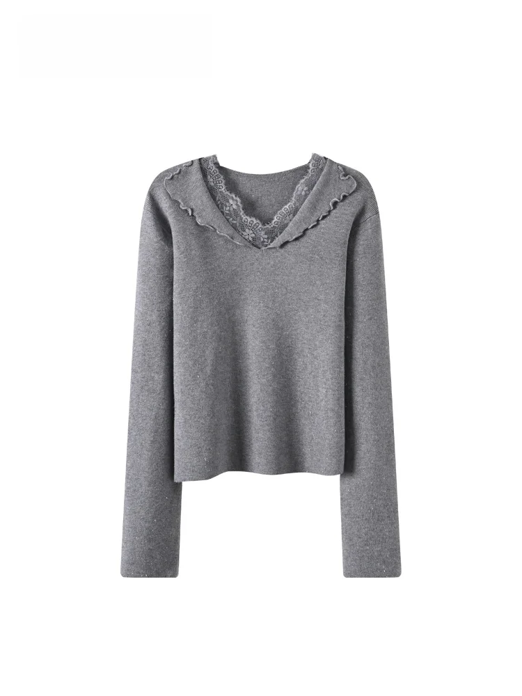 

CaraCLUB plus Size Long Sve Base irt Women's Casual Lace Splicing Winter New Sle Comfortable Knitted Top for plus Size...