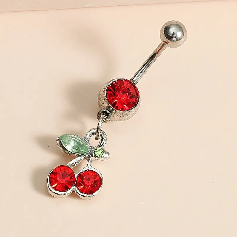 

Cherry Belly Ring for Women Stainless Steel Navel Ring Edgy Punk Trendy Body Jewelry Hypoallergenic