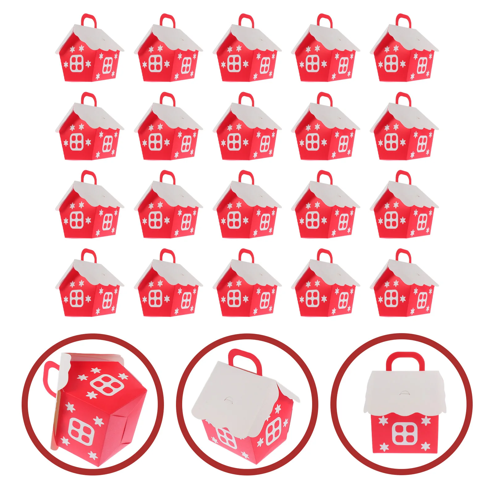 

20Pcs Christmas Candy Boxes Creative House Shape Gift Box Candy Storage Container Xmas Dessert Packaging Paper Box Festival