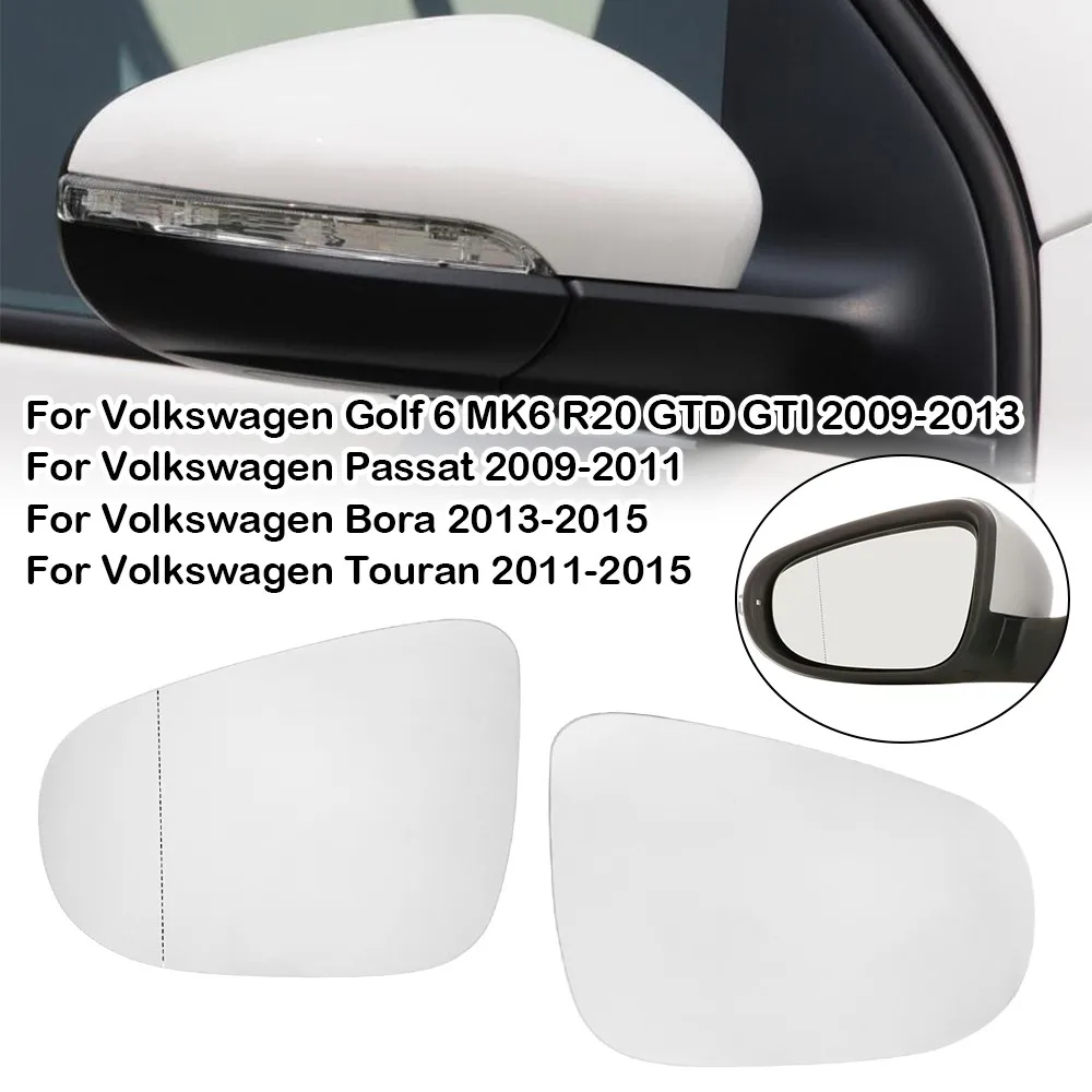 For Volkswagen Golf 6 MK6 GTD GTI 2009-2013 1x Left Right Side Rear View Lens Split Mirror Heated Door Glass Rearview Vehicle