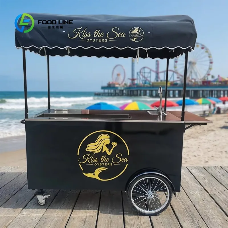 

Custom Mobile Ice Cream Cart with Durable Wooden Frame Portable Dessert Serving Cart for Party Events Wedding Candy Buffet