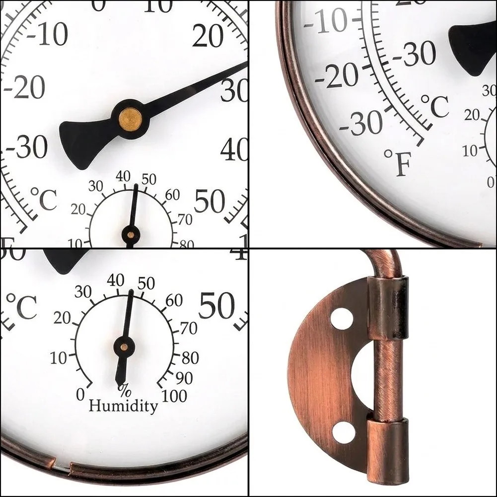 Mechanical Outdoor Weather Instrument with Thermometer and Hygrometer Functions for Patios Gardens Greenhouses and Garages