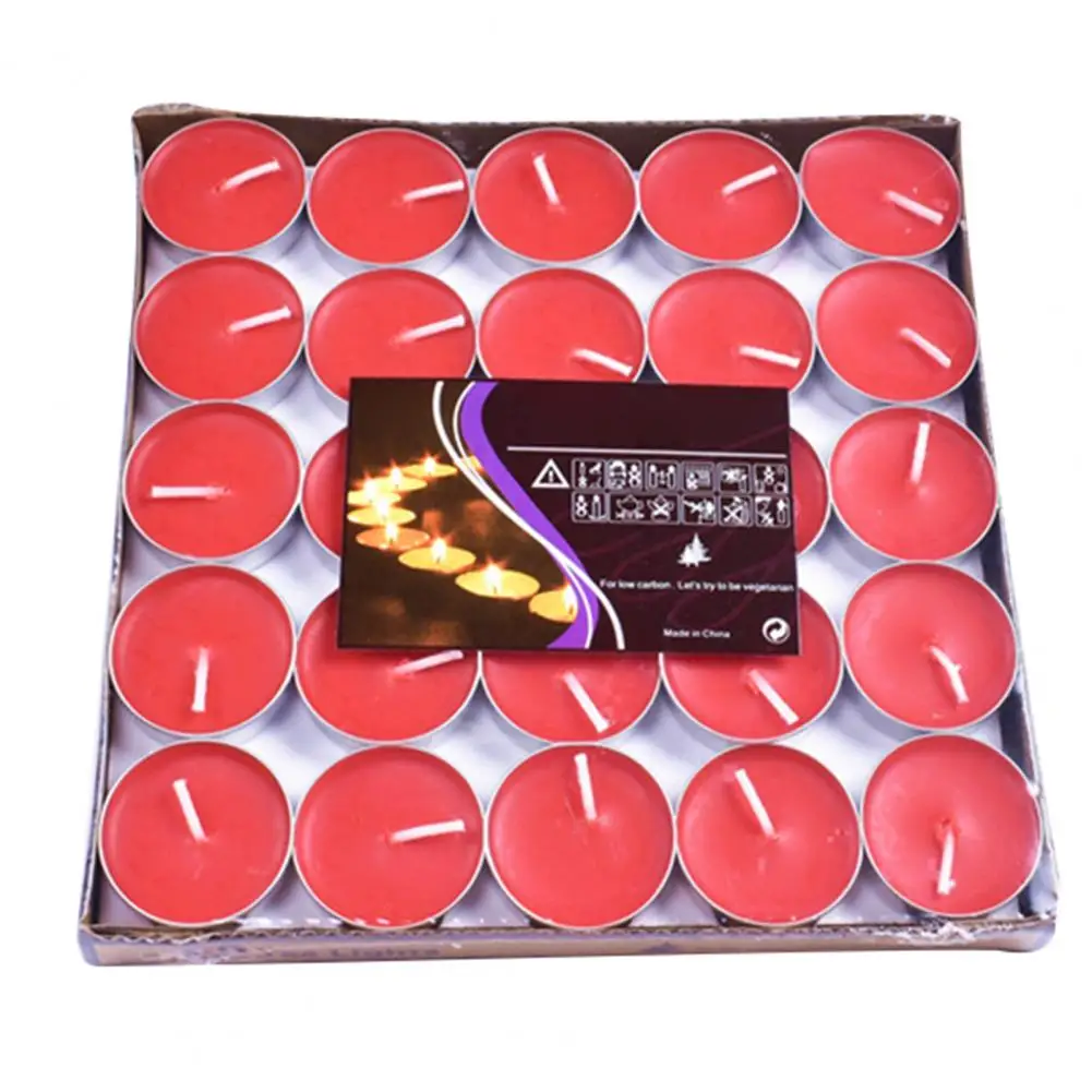 50Pcs Tea Wax Tealight Candle Valentines Day Candles Small Round Candle Decor DIY Birthday Wedding Party Candle Candlelight