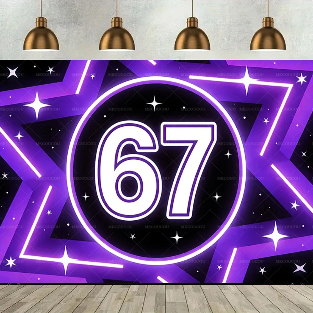Purple Hexagonal Star Sparkling Star Theme No.67 Football Sports Backdrop, Birthday Party, Party Decoration Photography Backdrop