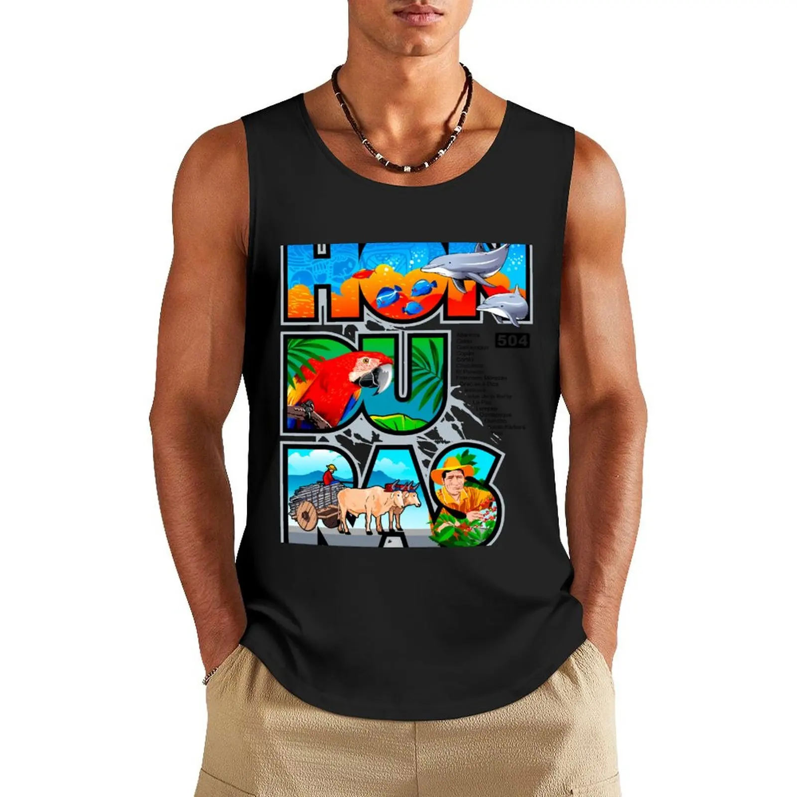 Honduras Tourist Letters Tank Top Men's clothing summer 2024 sleeveless shirt man gym T-shirt male