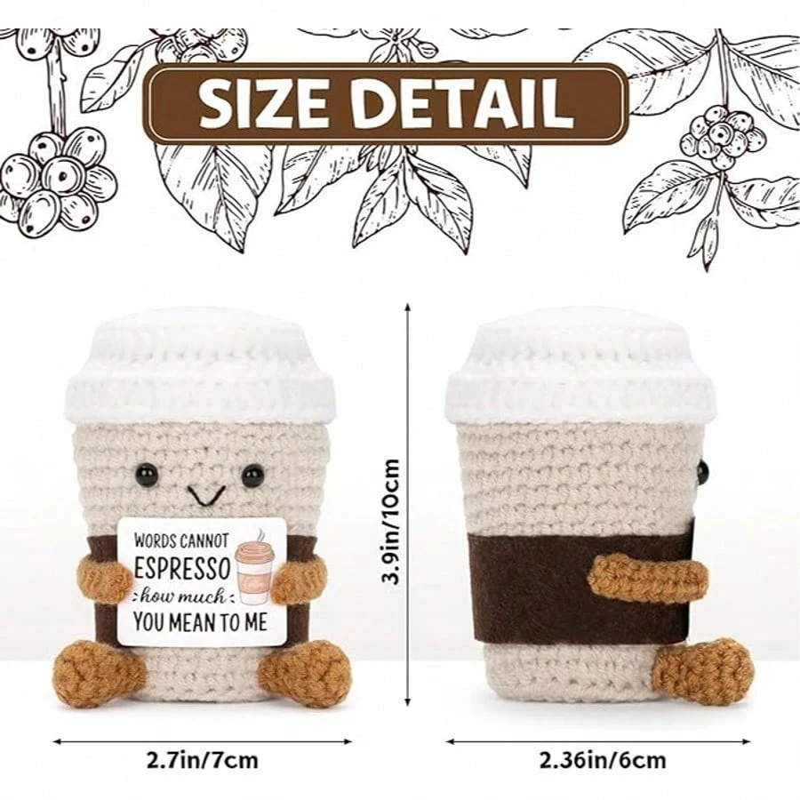 بطريق كروشيه إيجابي صغير، هدية ممتعة وملهمة للنساء والرجال والأصدقاء والبنات والزملاء، قلادة مزخرفة على شكل قرش البط القطيفة، حشو تخزين عيد الميلاد وعاطفي لطيف