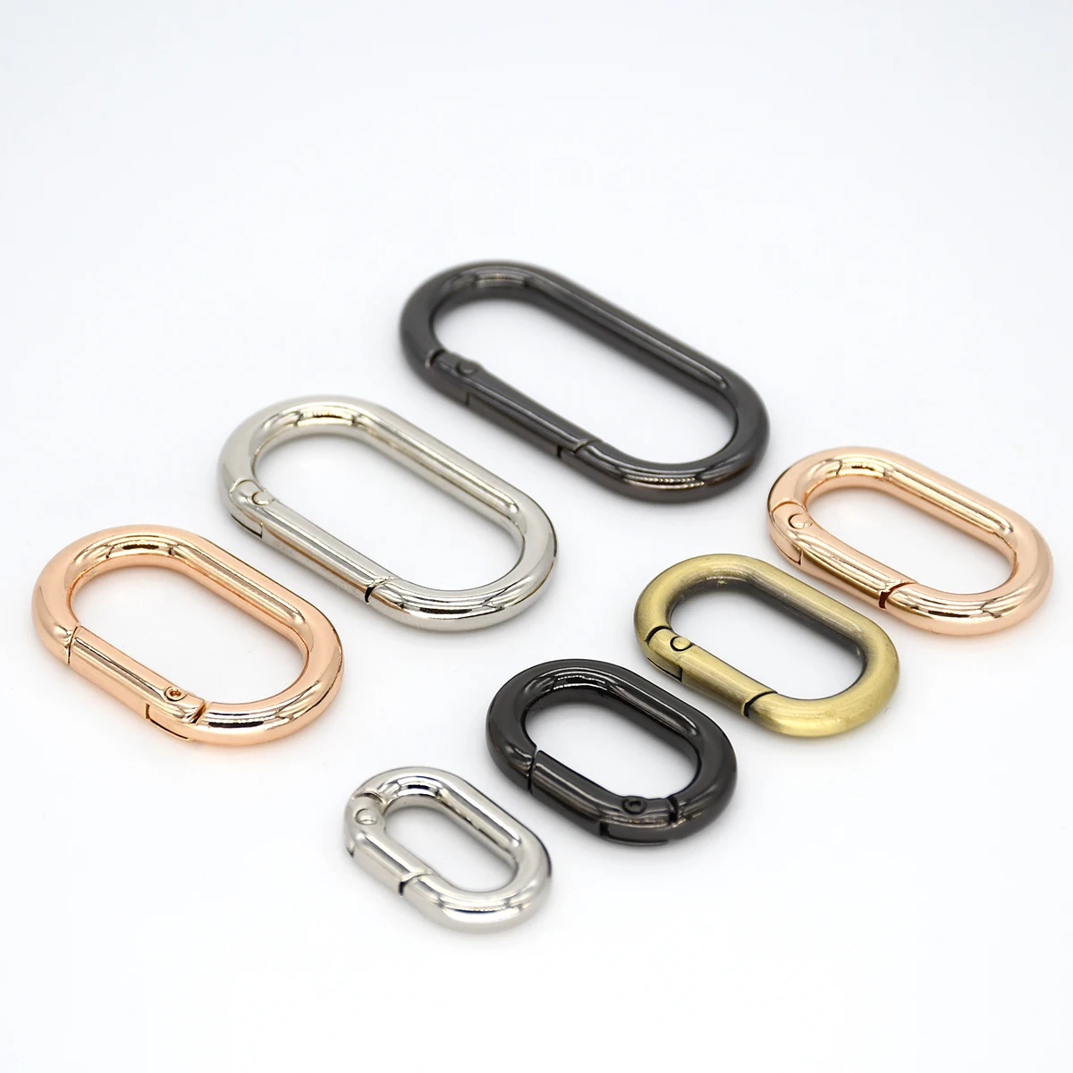 1piece Metal Oval O Ring Spring Clasp Openable Round Carabiner Keychain Clips Hook Dog Chain DIY Jewelry Buckle Jewelry Findings