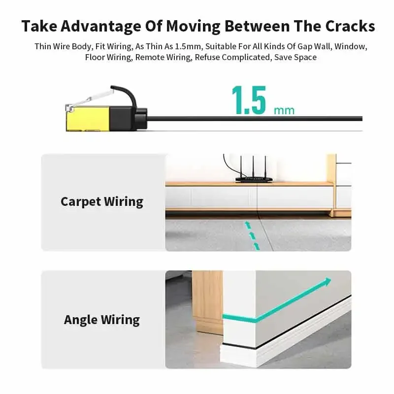 40Gbps Cat8 network cable home computer router Slim network connection Wire Cat8A 5G pure copper shielded Soft flat Line 10 Gbps