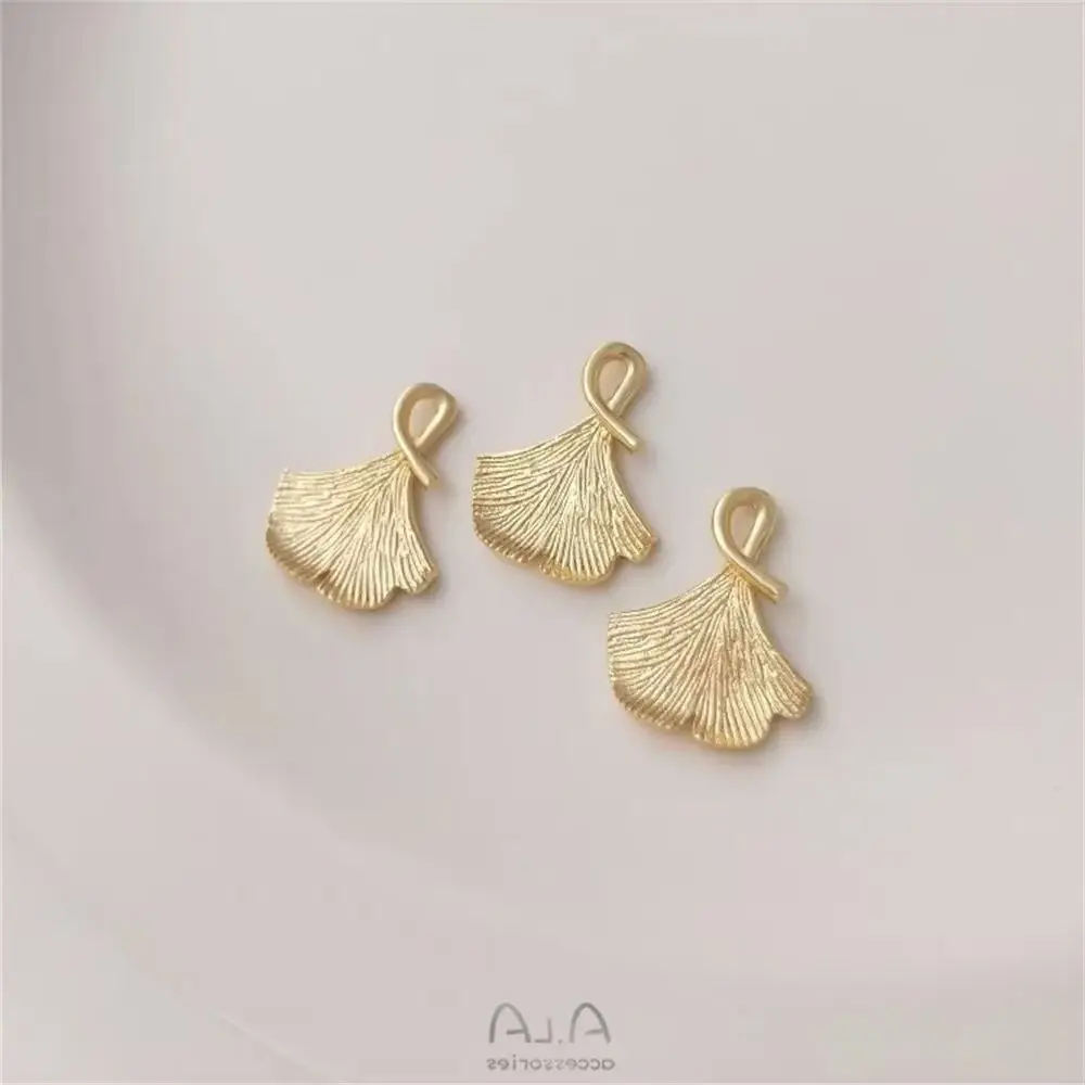 

14K gold ginkgo pendant, leaf pendant, diy bracelet, necklace, earring pendant