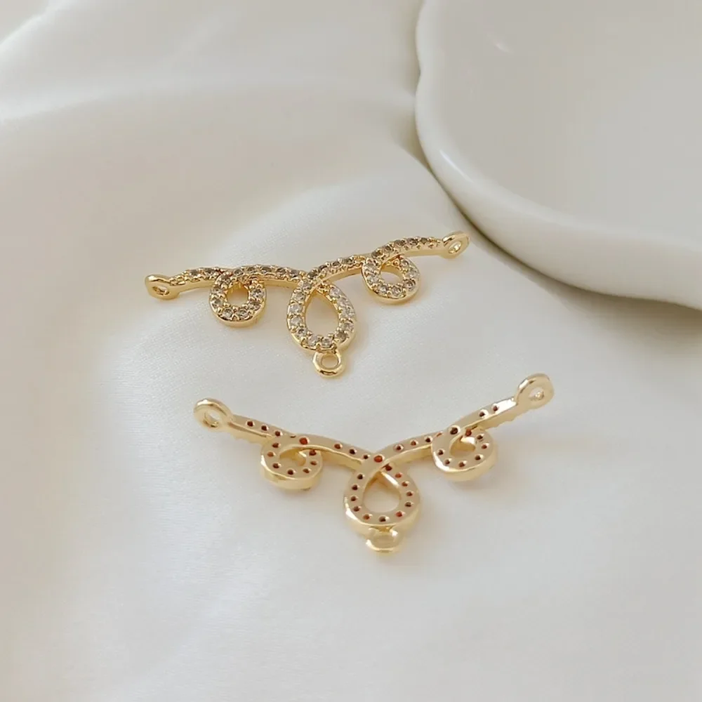 

14K Gold-plated, Zircon Inlaid, Double-ring Pendant Bracelet Necklace, DIY Handmade Jewelry Accessory Material