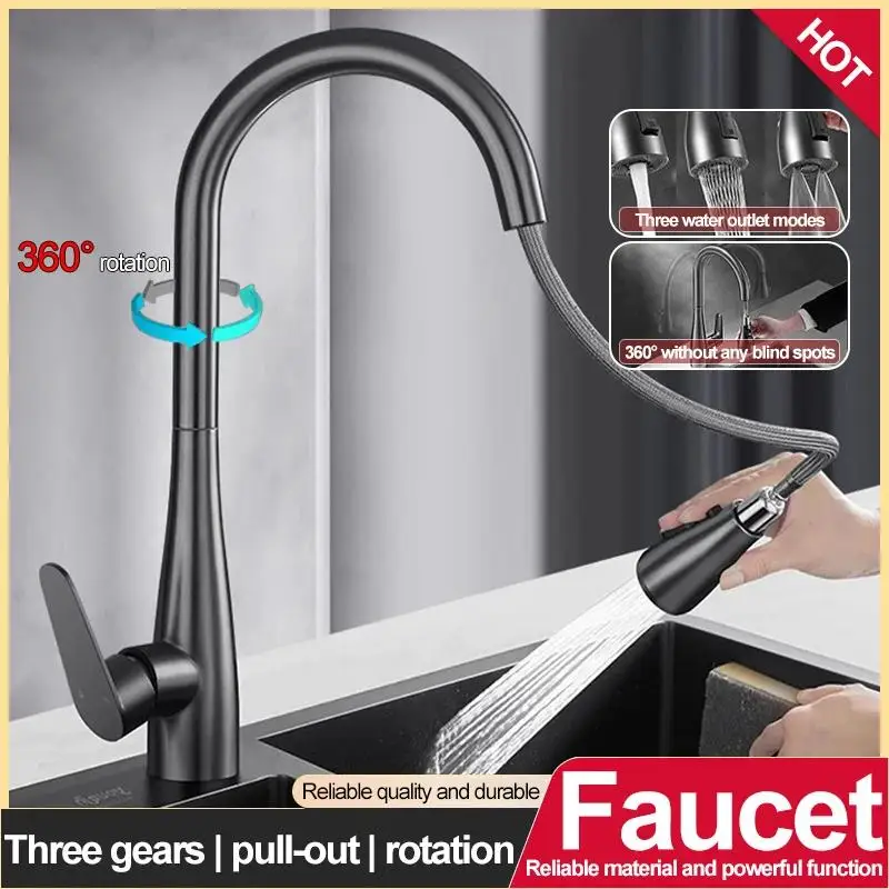 Universal Pull-Out Kitchen Faucet Telescopic Sink Cold Hot Dual-Purpose, Multi-Functional Sink Faucet