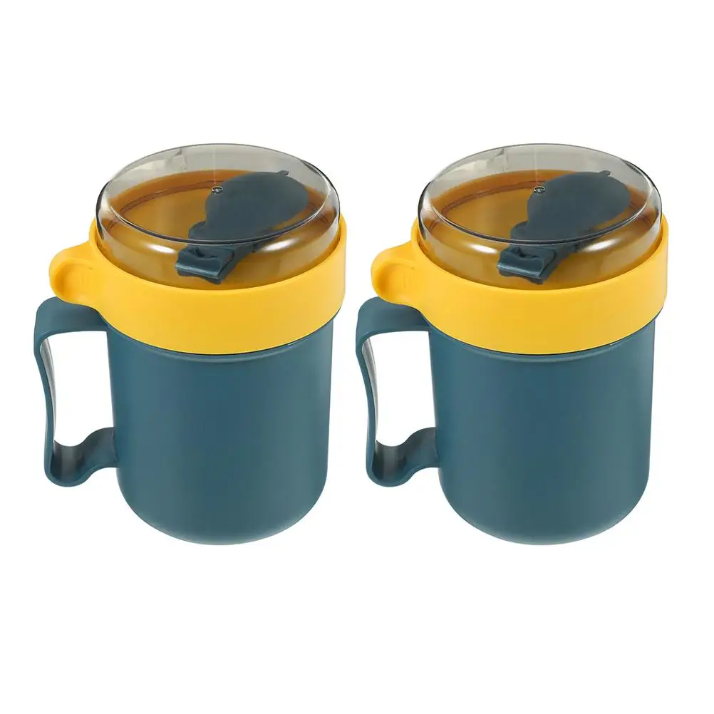 

2Pcs Breakfast Microwave Soup Cereal Cups Oatmeal Ramen Noodle Bowl Bowl Portable Snack Containers Yogurt BowlsSpoons