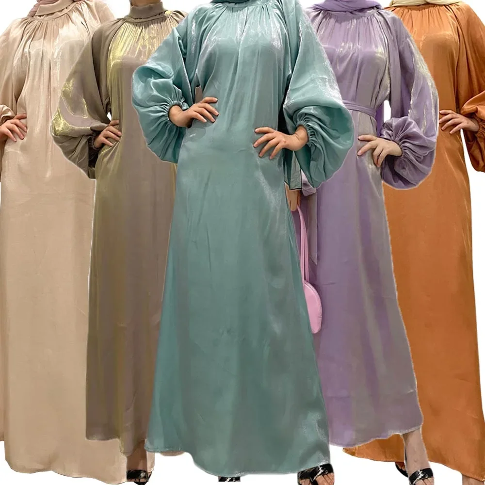 

Shiny Abaya Dubai Turkey Kaftan Muslim Women Puff Sleeve Maxi Dress Islamic Clothing Jalabiya Eid Ramadan Caftan Party Gown Robe