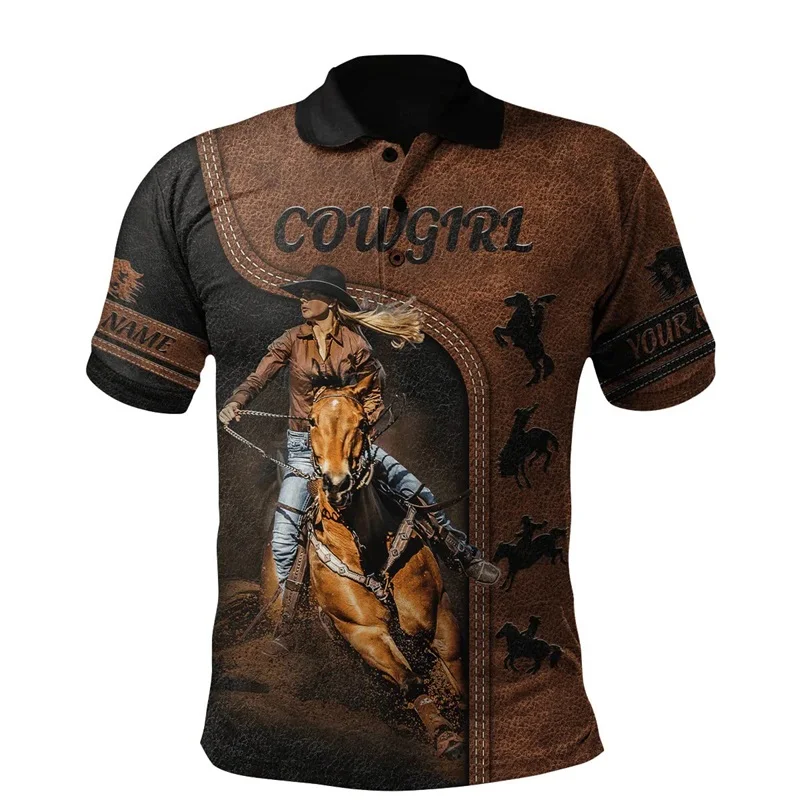 3D All Over Printed Personalized Cowboy Polo Shirts For Men And Women Summer Short Sleeve Rooster Graphic Tee Shirts Masculina