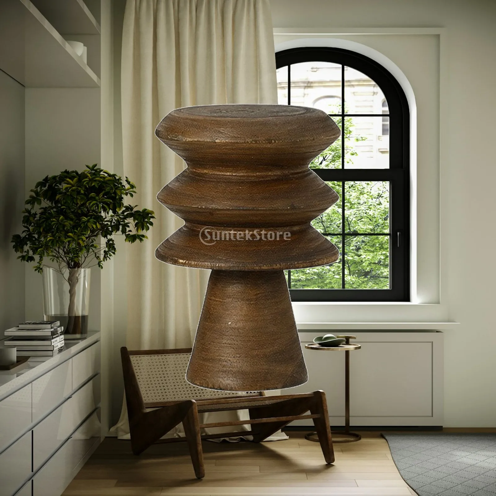 Minimalistic Standing Sculpture | Sculpture with Carved Base, Handcarved, for