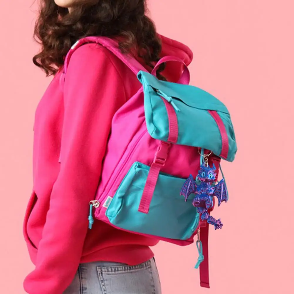 ثلاثية الأبعاد المطبوعة المفاتيح التنين المجنح تصميم كيرينغ مع تتحرك الذيل أكياس الأمتعة المدرسية قلادة على شكل تنين المفاتيح سيارة كيرينغ