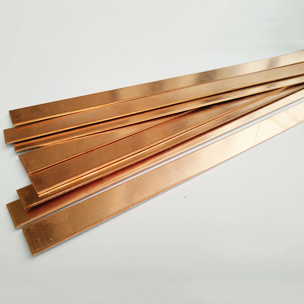 Long Copper Bar Copper Stick Strip 2.0x15x333mm Grounding Busbar Copper Strip Billet Block