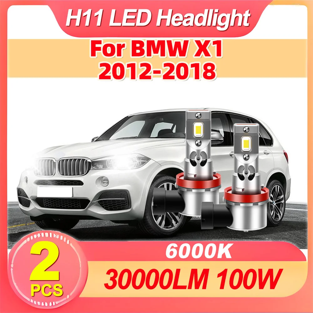 

2PCS CSP LED Headlight H11 H8 H9 White 6000K Super Bright 30000LM High Power Auto Headlight bulbs 100W 12V For BMW X1 2012-2018